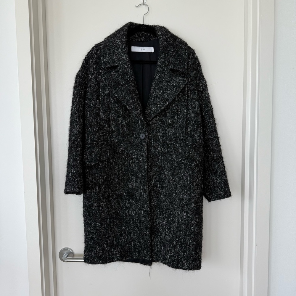 IRO Black Mohair Textured Coat